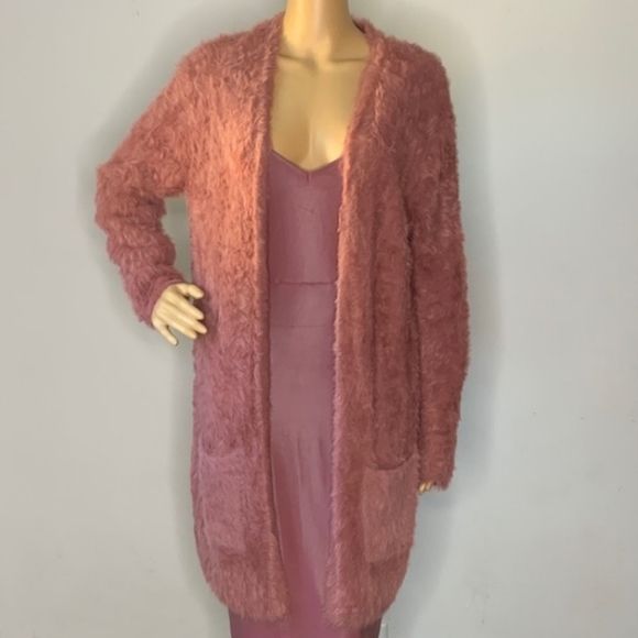 Free People Raspberry Pink Fuzzy Cardigan - Picture 4 of 6